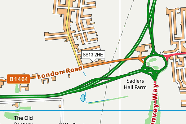 SS13 2HE map - OS VectorMap District (Ordnance Survey)