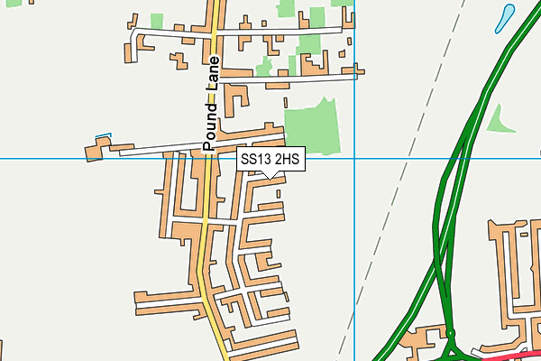 SS13 2HS map - OS VectorMap District (Ordnance Survey)