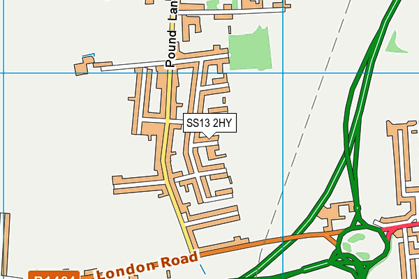 SS13 2HY map - OS VectorMap District (Ordnance Survey)