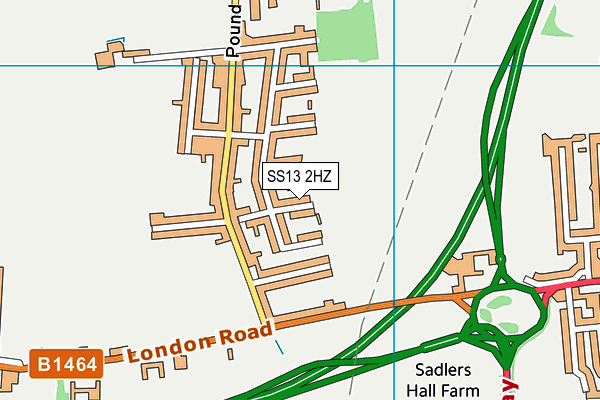 SS13 2HZ map - OS VectorMap District (Ordnance Survey)