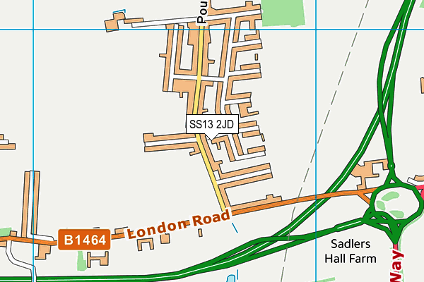 SS13 2JD map - OS VectorMap District (Ordnance Survey)