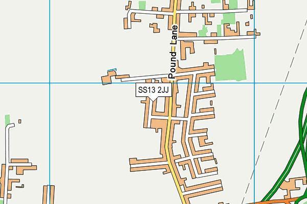 Pound Lane map (SS13 2JJ) - OS VectorMap District (Ordnance Survey)