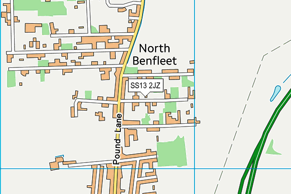 SS13 2JZ map - OS VectorMap District (Ordnance Survey)