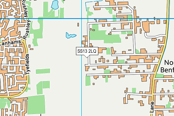 SS13 2LQ map - OS VectorMap District (Ordnance Survey)