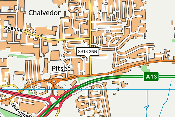 SS13 2NN map - OS VectorMap District (Ordnance Survey)