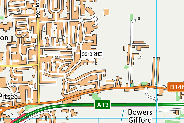 SS13 2NZ map - OS VectorMap District (Ordnance Survey)