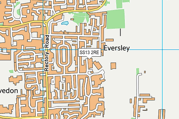 SS13 2RE map - OS VectorMap District (Ordnance Survey)