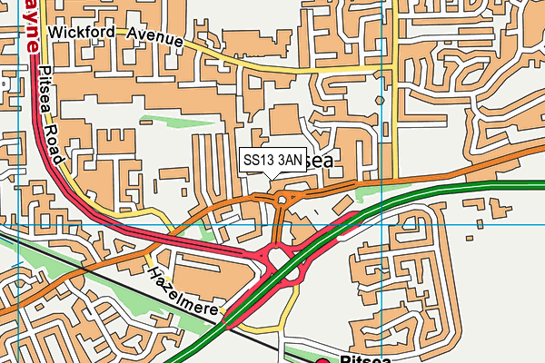 SS13 3AN map - OS VectorMap District (Ordnance Survey)