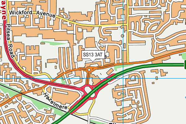 SS13 3AT map - OS VectorMap District (Ordnance Survey)