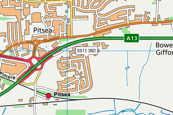 SS13 3BD map - OS VectorMap District (Ordnance Survey)