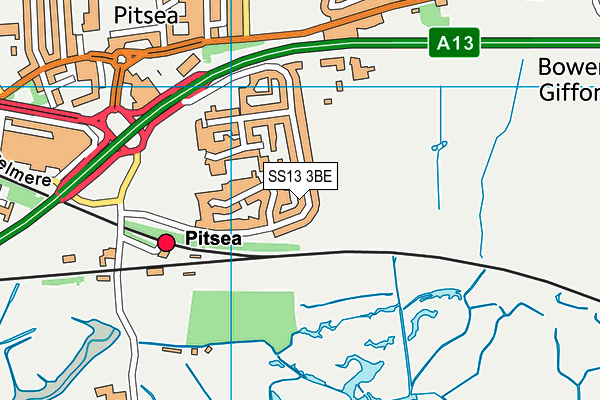 SS13 3BE map - OS VectorMap District (Ordnance Survey)