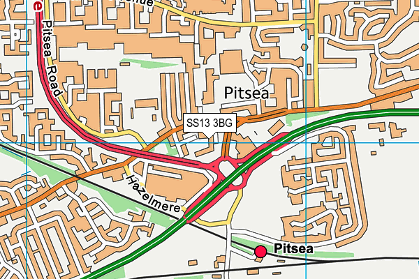 SS13 3BG map - OS VectorMap District (Ordnance Survey)