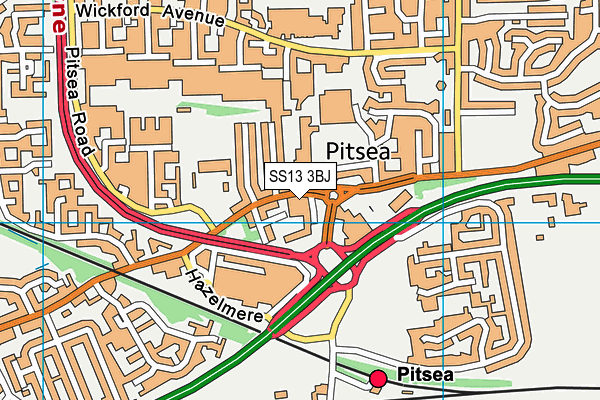 SS13 3BJ map - OS VectorMap District (Ordnance Survey)