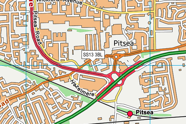 SS13 3BL map - OS VectorMap District (Ordnance Survey)