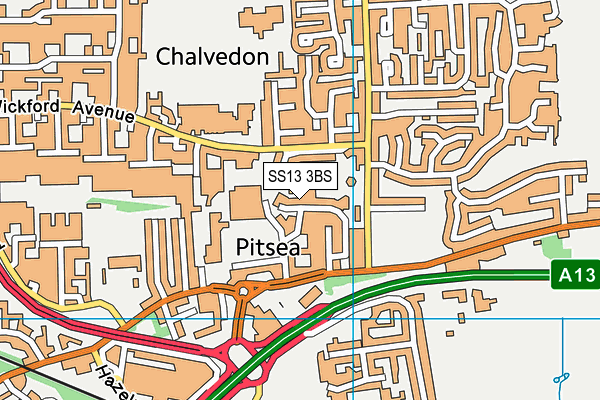 SS13 3BS map - OS VectorMap District (Ordnance Survey)