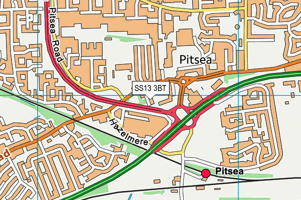 SS13 3BT map - OS VectorMap District (Ordnance Survey)