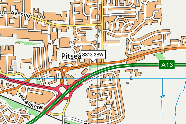 SS13 3BW map - OS VectorMap District (Ordnance Survey)