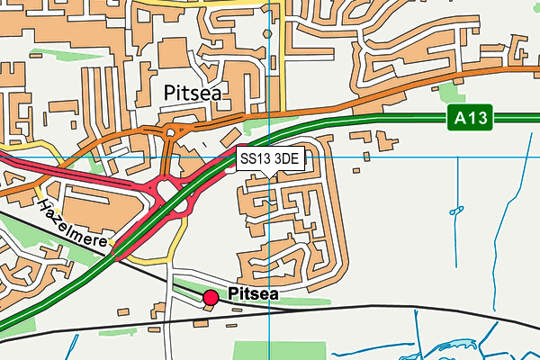 SS13 3DE map - OS VectorMap District (Ordnance Survey)