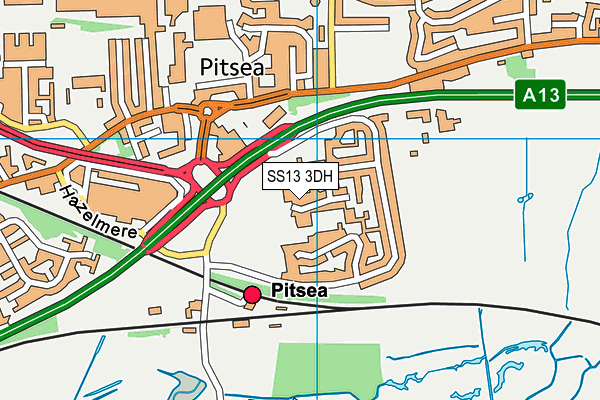 SS13 3DH map - OS VectorMap District (Ordnance Survey)