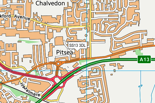 SS13 3DL map - OS VectorMap District (Ordnance Survey)