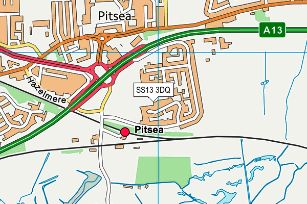 SS13 3DQ map - OS VectorMap District (Ordnance Survey)