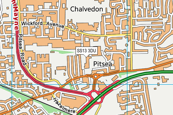 Pitsea Leisure Centre (The Place) map (SS13 3DU) - OS VectorMap District (Ordnance Survey)