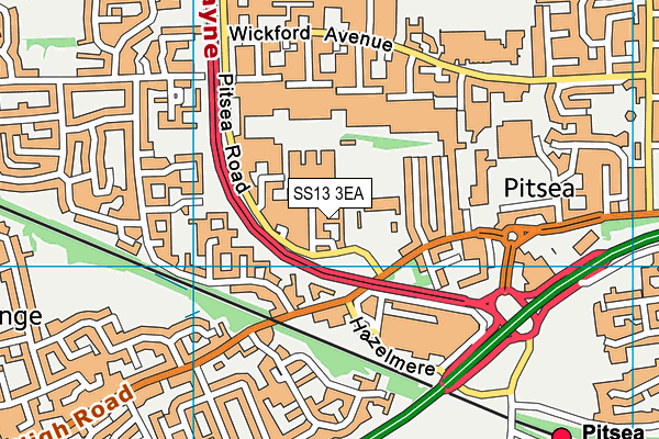 SS13 3EA map - OS VectorMap District (Ordnance Survey)