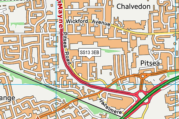 SS13 3EB map - OS VectorMap District (Ordnance Survey)