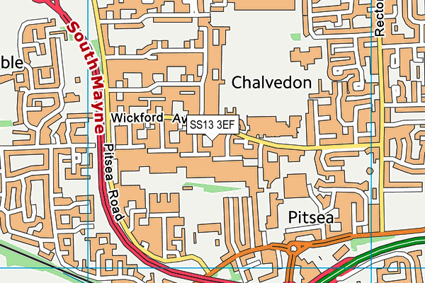 SS13 3EF map - OS VectorMap District (Ordnance Survey)