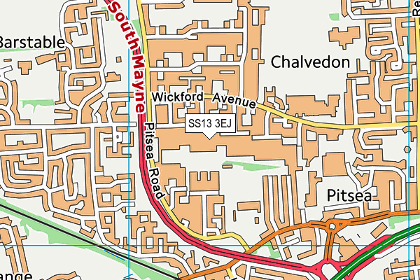 SS13 3EJ map - OS VectorMap District (Ordnance Survey)