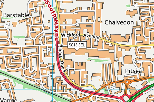 SS13 3EL map - OS VectorMap District (Ordnance Survey)