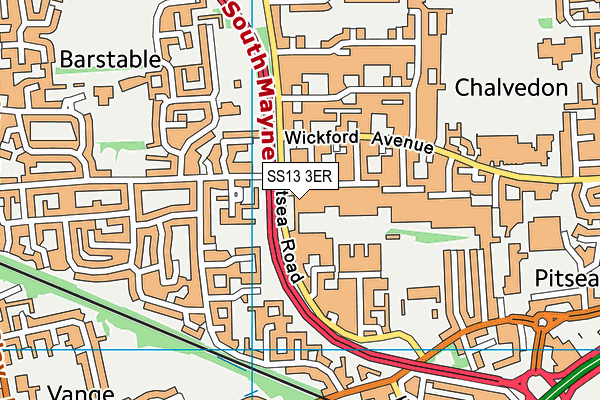 SS13 3ER map - OS VectorMap District (Ordnance Survey)