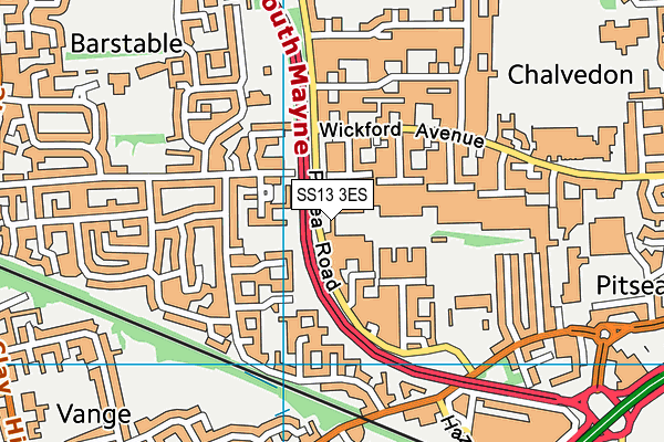 SS13 3ES map - OS VectorMap District (Ordnance Survey)