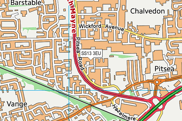 SS13 3EU map - OS VectorMap District (Ordnance Survey)