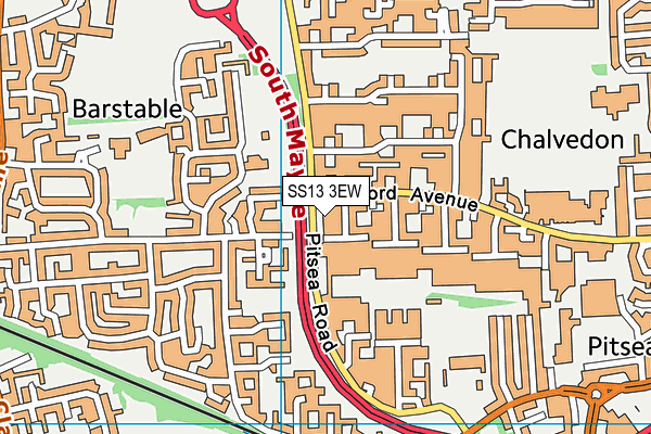 SS13 3EW map - OS VectorMap District (Ordnance Survey)