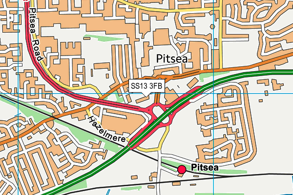 SS13 3FB map - OS VectorMap District (Ordnance Survey)