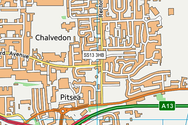 SS13 3HB map - OS VectorMap District (Ordnance Survey)