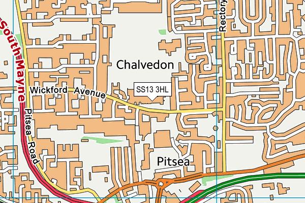 SS13 3HL map - OS VectorMap District (Ordnance Survey)
