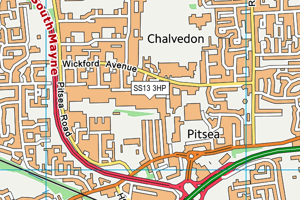 SS13 3HP map - OS VectorMap District (Ordnance Survey)