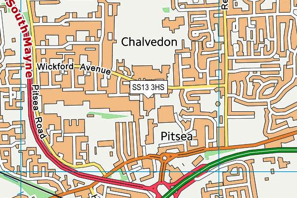 SS13 3HS map - OS VectorMap District (Ordnance Survey)