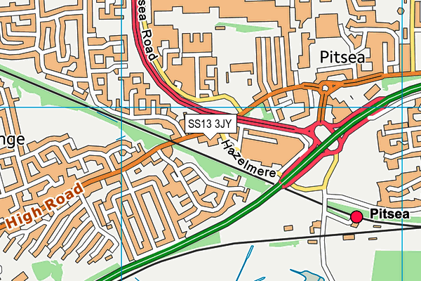 SS13 3JY map - OS VectorMap District (Ordnance Survey)