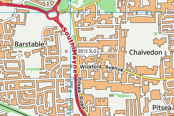 SS13 3LG map - OS VectorMap District (Ordnance Survey)