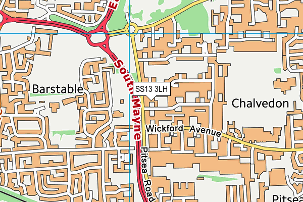 SS13 3LH map - OS VectorMap District (Ordnance Survey)