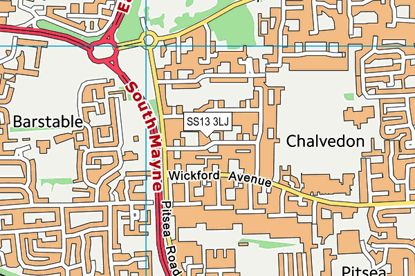 SS13 3LJ map - OS VectorMap District (Ordnance Survey)