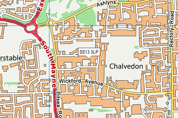 SS13 3LP map - OS VectorMap District (Ordnance Survey)