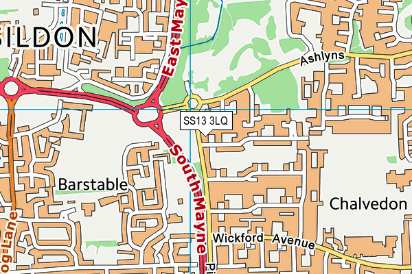 SS13 3LQ map - OS VectorMap District (Ordnance Survey)