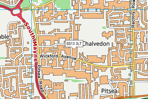 SS13 3LT map - OS VectorMap District (Ordnance Survey)