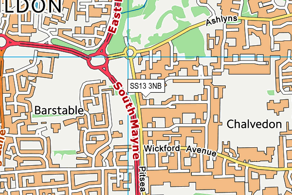 SS13 3NB map - OS VectorMap District (Ordnance Survey)