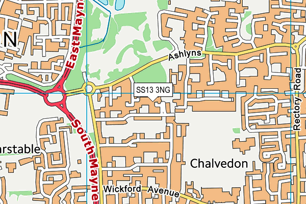 SS13 3NG map - OS VectorMap District (Ordnance Survey)