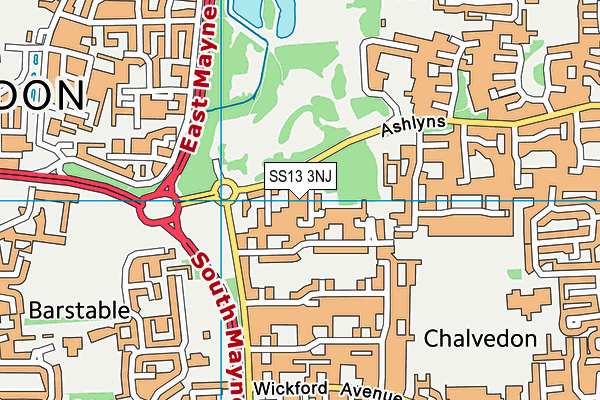 SS13 3NJ map - OS VectorMap District (Ordnance Survey)